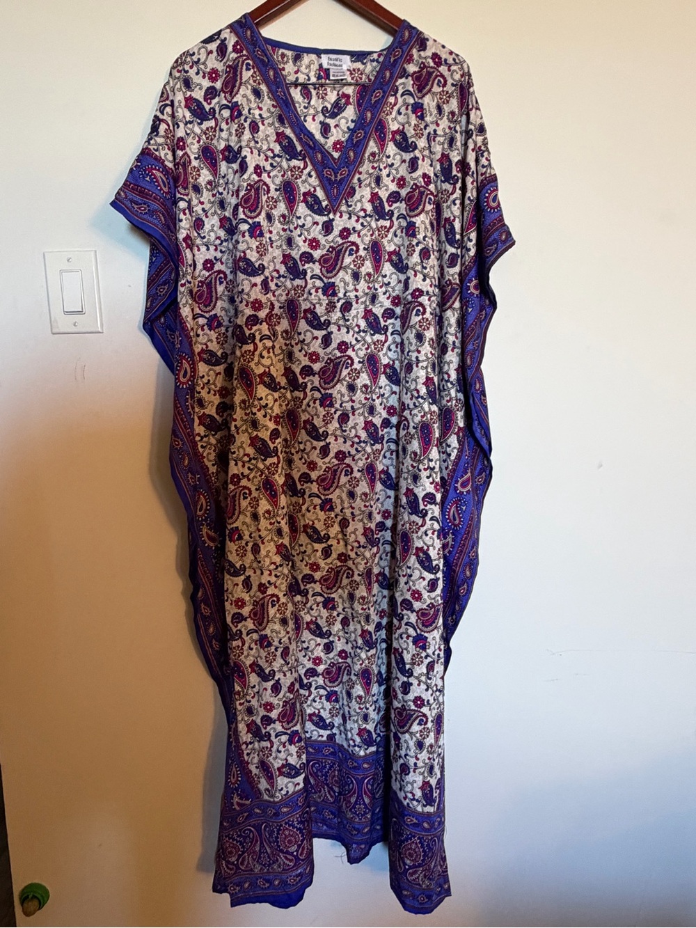 Bohemian Purple Paisley Caftan Dress